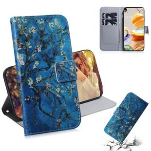 For LG K61 Coloured Drawing Horizontal Flip Leather Case, with Holder & Card Slots & Wallet(Apricot Flower)