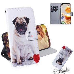 For LG K61 Coloured Drawing Horizontal Flip Leather Case, with Holder & Card Slots & Wallet(Pug)