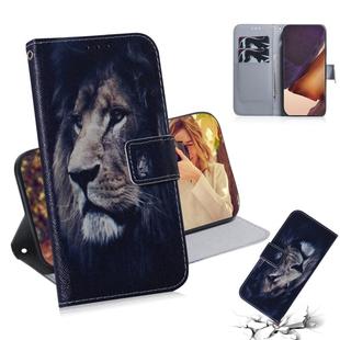 For Samsung Galaxy Note 20 Ultra Coloured Drawing Horizontal Flip Leather Case, with Holder & Card Slots & Wallet(Lion)
