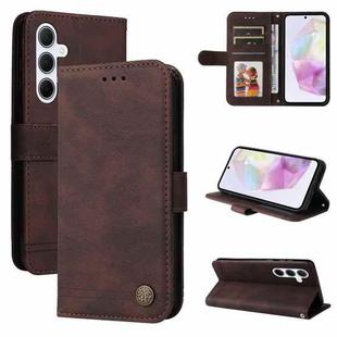 For Samsung Galaxy M35 Skin Feel Life Tree Metal Button Leather Phone Case(Brown)