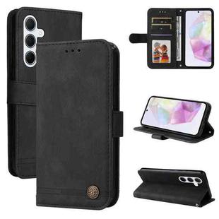 For Samsung Galaxy M35 Skin Feel Life Tree Metal Button Leather Phone Case(Black)