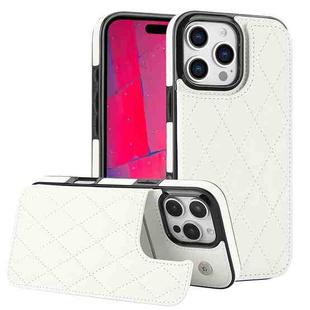 For iPhone 16 Pro Max Double Buckle Rhombic PU Leather Phone Case(White)