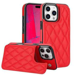 For iPhone 16 Pro Max Double Buckle Rhombic PU Leather Phone Case(Red)