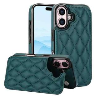 For iPhone 16 Plus Double Buckle Rhombic PU Leather Phone Case(Green)