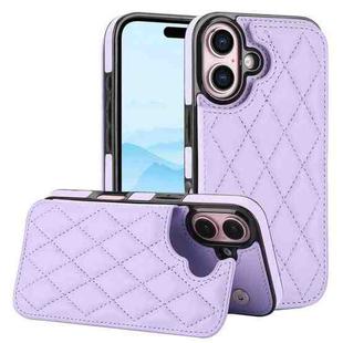 For iPhone 16 Plus Double Buckle Rhombic PU Leather Phone Case(Purple)