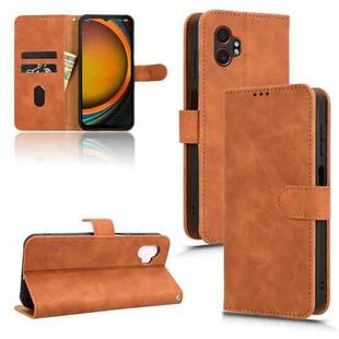 For Samsung Galaxy Xcover7 Pro Skin Feel Magnetic Flip Leather Phone Case(Brown)