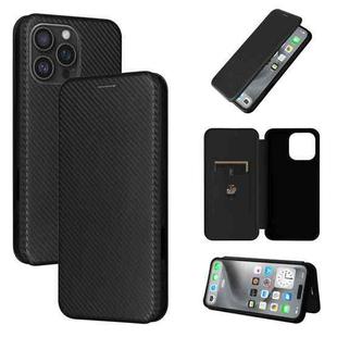 For iPhone 16 Pro Max Carbon Fiber Texture Flip Leather Phone Case(Black)