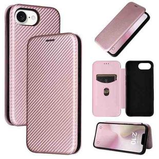 For iPhone SE 2024 Carbon Fiber Texture Flip Leather Phone Case(Pink)