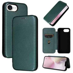 For iPhone SE 2024 Carbon Fiber Texture Flip Leather Phone Case(Green)