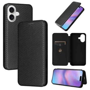 For iPhone 17 Carbon Fiber Texture Flip Leather Phone Case(Black)