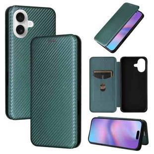 For iPhone 17 Carbon Fiber Texture Flip Leather Phone Case(Green)