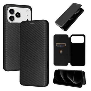 For iPhone 17 Pro Max Carbon Fiber Texture Flip Leather Phone Case(Black)