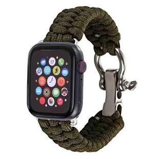 For Apple Watch Ultra 49mm / Series 8&7 45mm / SE 2&6&SE&5&4 44mm / 3&2&1 42mm Umbrella Cord Nylon Braided Watch Band(Green)