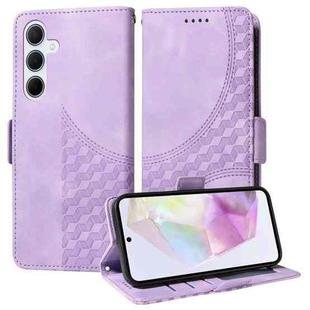 For Samsung Galaxy M35 Embossed Rhombus Starry Leather Phone Case(Purple)