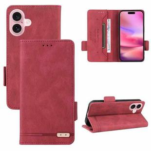 For iPhone 16 Plus Magnetic Clasp Leather Phone Case(Red)