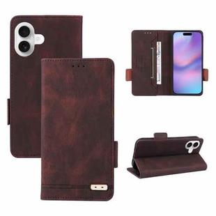 For iPhone 17 Magnetic Clasp Leather Phone Case(Brown)