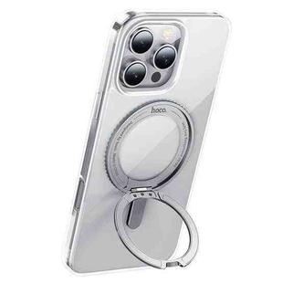 For iPhone 16 Pro Max hoco AS1 MagSafe Magnetic Rotating Stand Phone Case(Transparent)