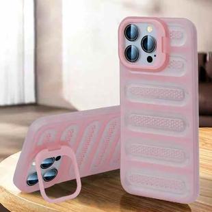 For iPhone 11 Pro Invisible Holder Cooling Phone Case(Transparent Pink)