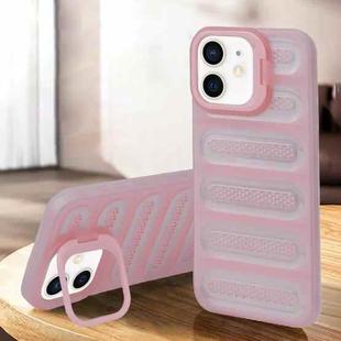 For iPhone 12 / 12 Pro Invisible Holder Cooling Phone Case(Transparent Pink)