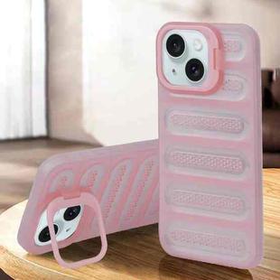 For iPhone 15 Plus / 14 Plus Invisible Holder Cooling Phone Case(Transparent Pink)