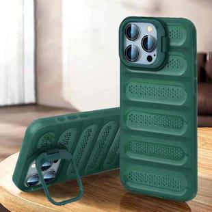For iPhone 14 Pro Invisible Holder Cooling Phone Case(Transparent Green)