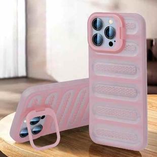 For iPhone 14 Pro Max Invisible Holder Cooling Phone Case(Transparent Pink)