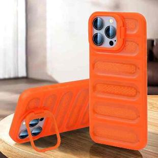 For iPhone 15 Pro Invisible Holder Cooling Phone Case(Transparent Orange)