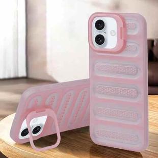 For iPhone 16 Invisible Holder Cooling Phone Case(Transparent Pink)