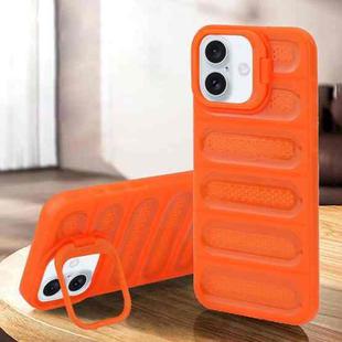 For iPhone 16 Plus Invisible Holder Cooling Phone Case(Transparent Orange)