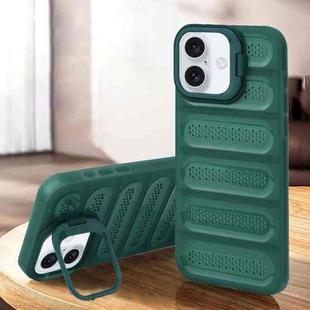 For iPhone 16 Plus Invisible Holder Cooling Phone Case(Transparent Green)