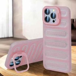 For iPhone 16 Pro Invisible Holder Cooling Phone Case(Transparent Pink)