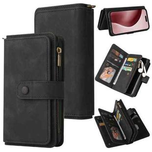 For iPhone 16 Pro Skin Feel Multi Card Slots Zipper Wallet Leather Phone Case(Black)