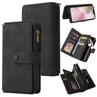 For iPhone SE 2024 Skin Feel Multi Card Slots Zipper Wallet Leather Phone Case(Black)