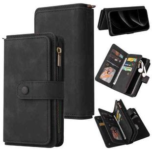 For iPhone 17 Pro Skin Feel Multi Card Slots Zipper Wallet Leather Phone Case(Black)