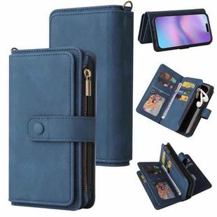 For iPhone 17 Skin Feel Multi Card Slots Zipper Wallet Leather Phone Case(Blue)
