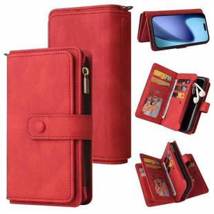 For iPhone 17 Air Skin Feel Multi Card Slots Zipper Wallet Leather Phone Case(Red)