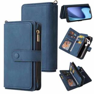 For iPhone 17 Air Skin Feel Multi Card Slots Zipper Wallet Leather Phone Case(Blue)