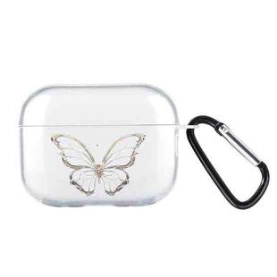 For AirPods Pro 2 Wireless Earphones TPU Painted Protective Case(Transparent Hollow Butterfly)