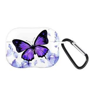 For AirPods Pro 2 Wireless Earphones TPU Painted Protective Case(White Purple Butterfly)