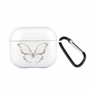 For AirPods 3 Wireless Earphones TPU Painted Protective Case(White Hollow Butterfly)