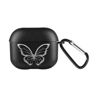 For AirPods 3 Wireless Earphones TPU Painted Protective Case(Black Hollow Butterfly)
