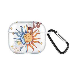 For AirPods 3 Wireless Earphones TPU Painted Protective Case(Transparent Sun Angel)