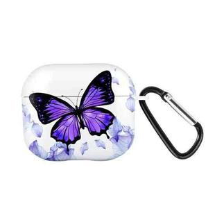For AirPods 3 Wireless Earphones TPU Painted Protective Case(White Purple Butterfly)