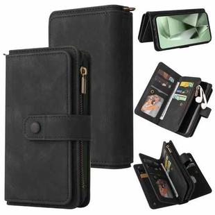 For Samsung Galaxy S24 FE 5G Skin Feel Multi Card Slots Zipper Wallet Leather Phone Case(Black)