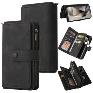 For Samsung Galaxy S25 Ultra 5G Skin Feel Multi Card Slots Zipper Wallet Leather Phone Case(Black)