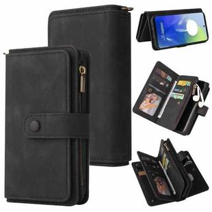 For Motorola Moto G04 / G24 Skin Feel Multi Card Slots Zipper Wallet Leather Phone Case(Black)