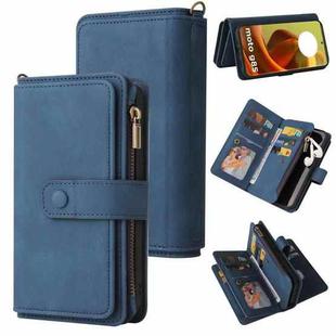 For Motorola Moto G85 Skin Feel Multi Card Slots Zipper Wallet Leather Phone Case(Blue)