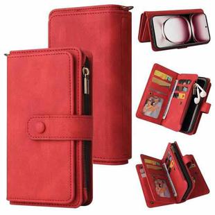 For OPPO Reno12 Pro Global Skin Feel Multi Card Slots Zipper Wallet Leather Phone Case(Red)