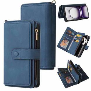 For OPPO Reno12 5G Global Skin Feel Multi Card Slots Zipper Wallet Leather Phone Case(Blue)