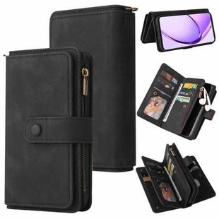 For OPPO A3 Pro 5G / A3 Pro India Skin Feel Multi Card Slots Zipper Wallet Leather Phone Case(Black)